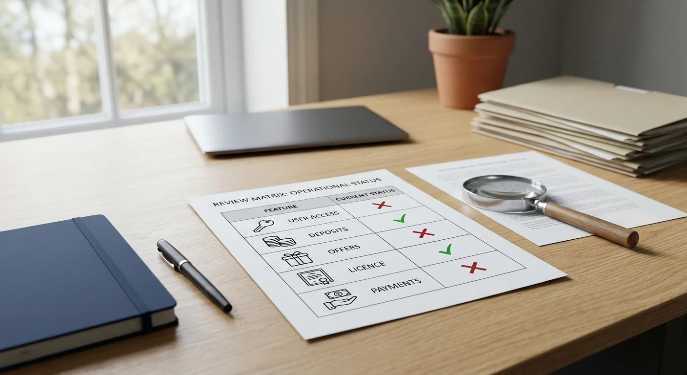 Editorial availability matrix for UK casino review decisions